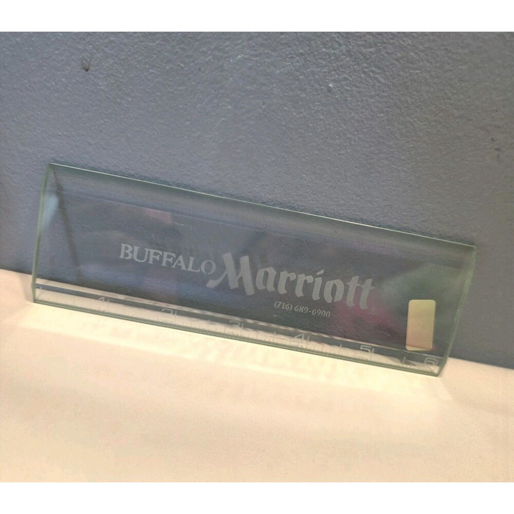 Vintage 6" GLASS RULER Advertising Buffalo MARRIOTT Promotional